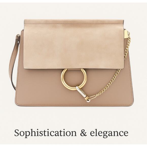 Chloe Authentic Faye Medium Shoulder Bag Genuine Leather Motty Gray